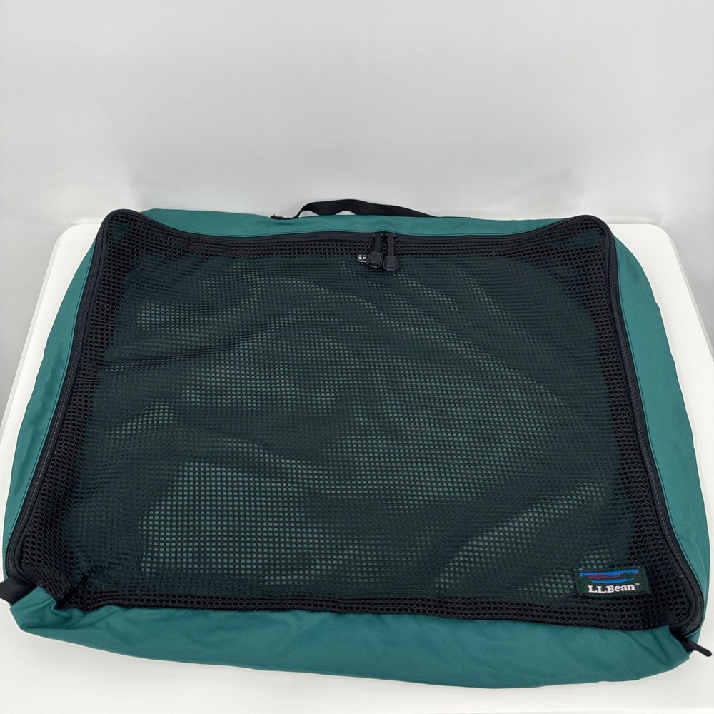 LL Bean Large Green Nylon Packing Cube Travel Organizer Mesh Made USA Gorpcore